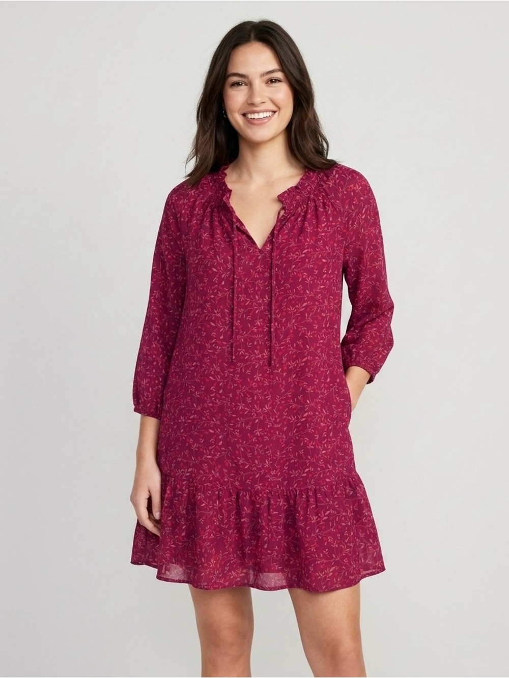 Pink Floral Ruffle Dress - Picture 2 of 6